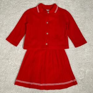 Vintage‎ 1960's Sears 2-Piece Preppy Top Skirt Set Red Orlon Acrylic Academia 6X